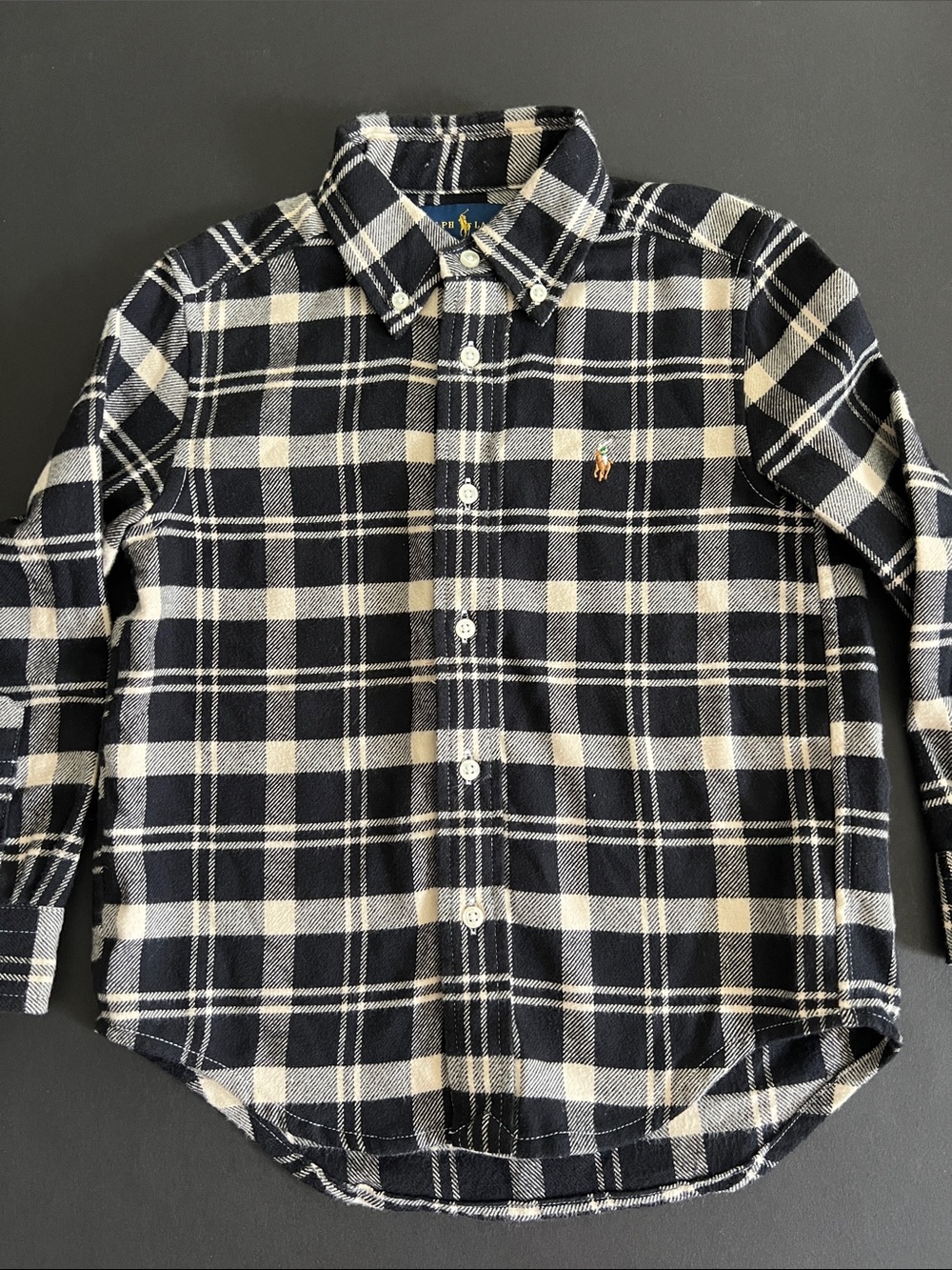 Polo by Ralph Lauren Navy and Cream Plaid Button-Down Shirt